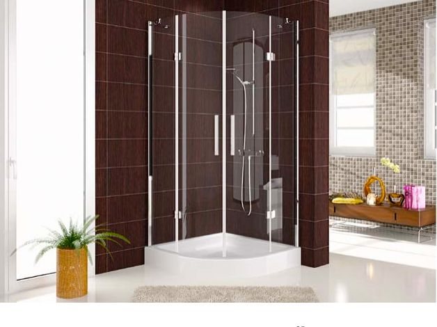 Cabine de douche arrondie, portes pivotantes sur charnières Hinge 80 x 80 x 190 cm