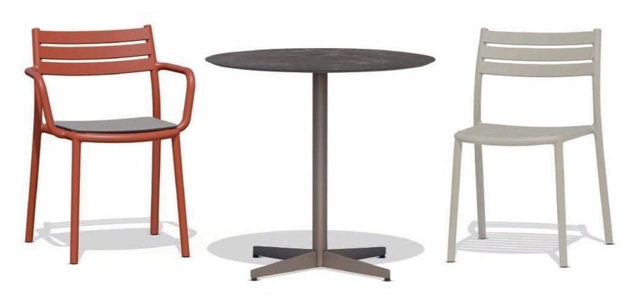 Ensemble Hisar : table bistrot ronde + 2 chaises